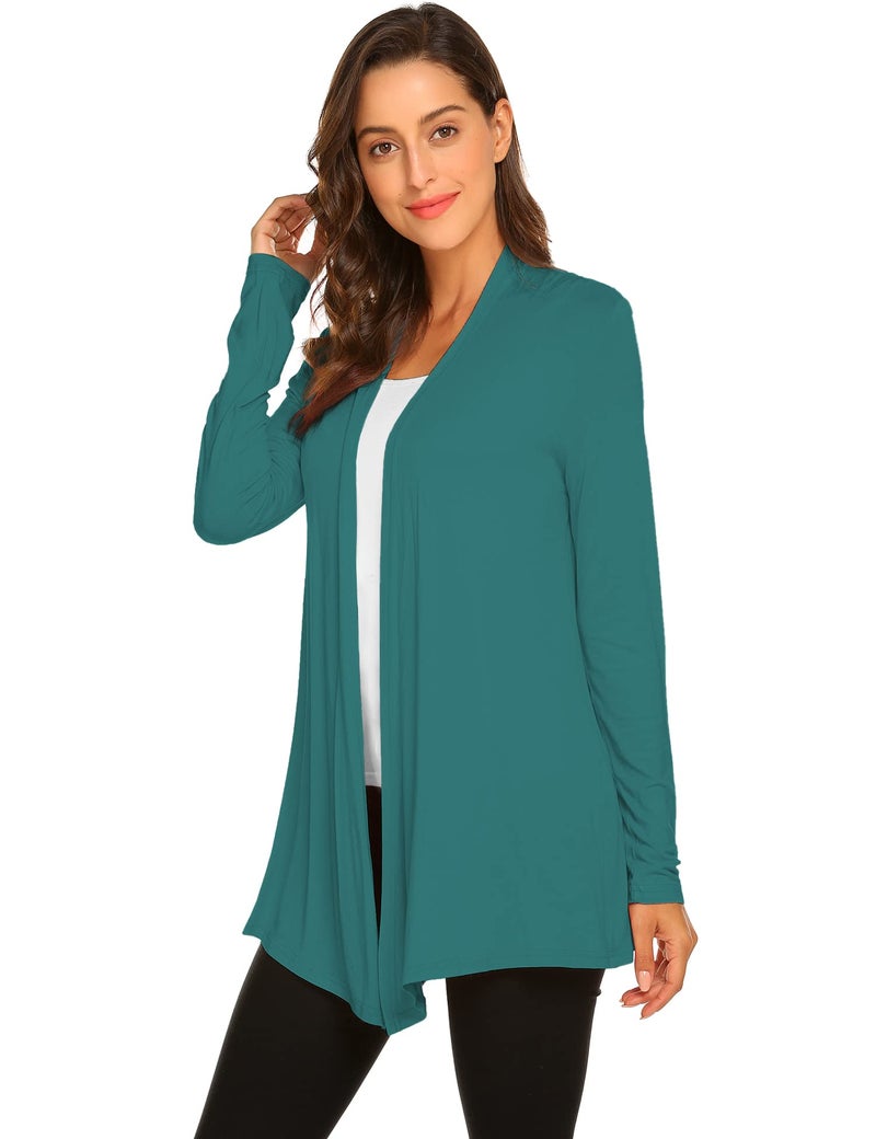 Newchoice Womens Classic Open Front Lightweight Cardigans Sweaters Loose Casual Long Sleeve Kimono Coverups (Teal Blue, L) - Image 4